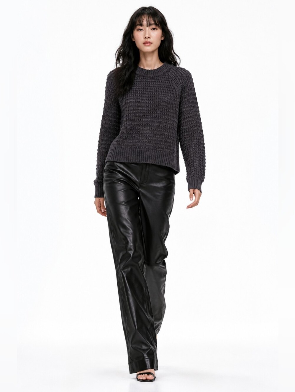 Universal Thread Charcoal Textured Knit Sweater XS Cozy Crewneck Pullover